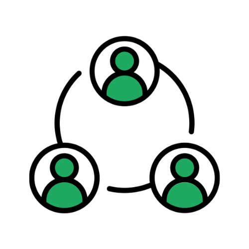 Piktogramm dreier Personen in einem Kreis