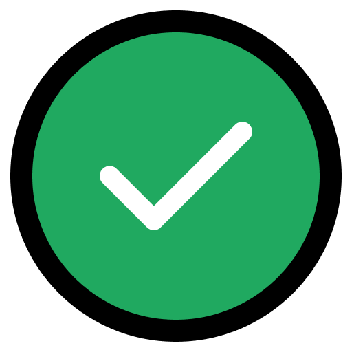 Grünes Häkchen auf weißem Hintergrund